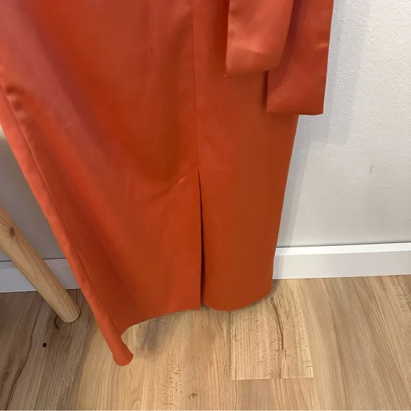 ASOS Rust Orange Satin Wrap Dress - Picture 11 of 11